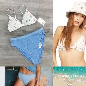 ☀️BILLABONG☀️ MEADOWLANDS CECI TRI DOWN WITH DENIM HIGH BIKINI SET